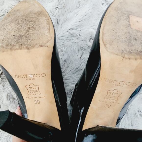 JIMMY CHOO ZIP BACK PATENT LEATHER HEELED BOOTIES SIZE 39 (9) - Picture 12 of 12